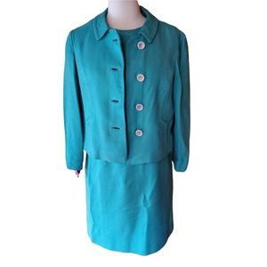 1950s Richard Healy‎ Green/Blue, Wool, Lined Suit